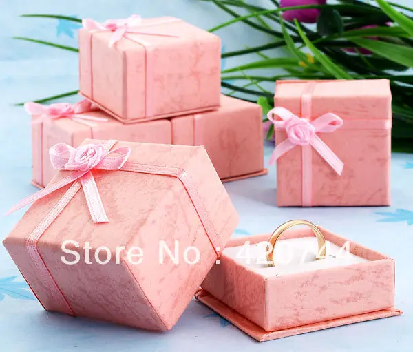 Модные розовые серьги кольца с бантом из ленты Подарочная коробка 12 шт./лот|gift box