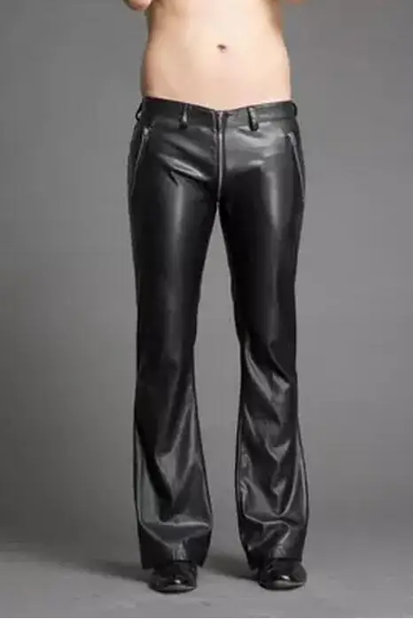 New men's clothing fashion personality Flare Pants leather pants Can be customized plus size trousers male stage costumes 28-38 | Мужская