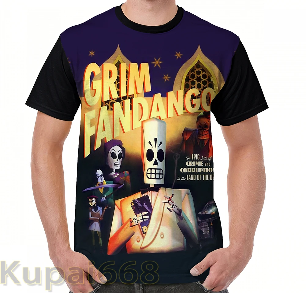 Забавная футболка с графическим принтом мужские топы футболки Grim Fandango (высокая