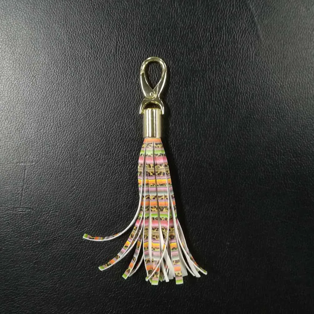 Cacus Leather Bag Tassel Clip Wholesale Blanks Printed Leopard Keychain Fob With Hook 4colors Charm Gift DOM1061256 | Багаж и сумки