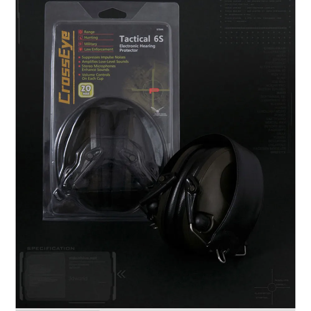 Наушники TAC 6s для съемки, умные звуконепроницаемые наушники, звукосниматели, анти-шум, активная тактическая гарнитура, питание от 4 батареек, черный