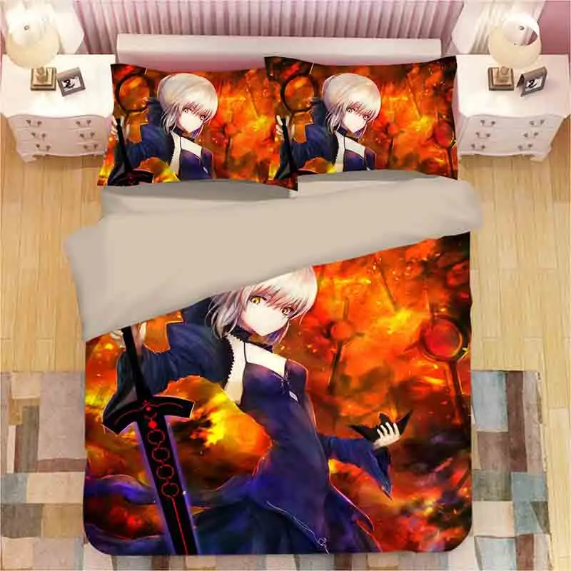Fate/apocrip 3D мультфильм постельное белье с аниме набор Joan of Arc пододеяльник Твин Королева Король Утешитель комплекты постельного белья постельное белье(без простыни - Цвет: 16