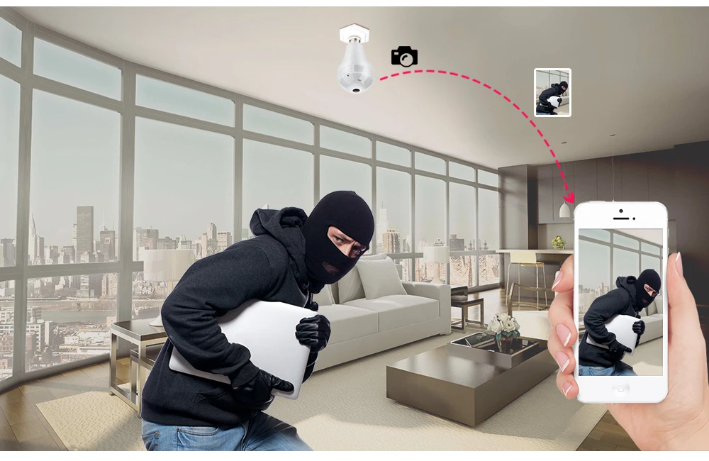 СВЕТОДИОДНАЯ беспроводная Wi Fi ip камера светодиодная лампа 1080P 360 градусов