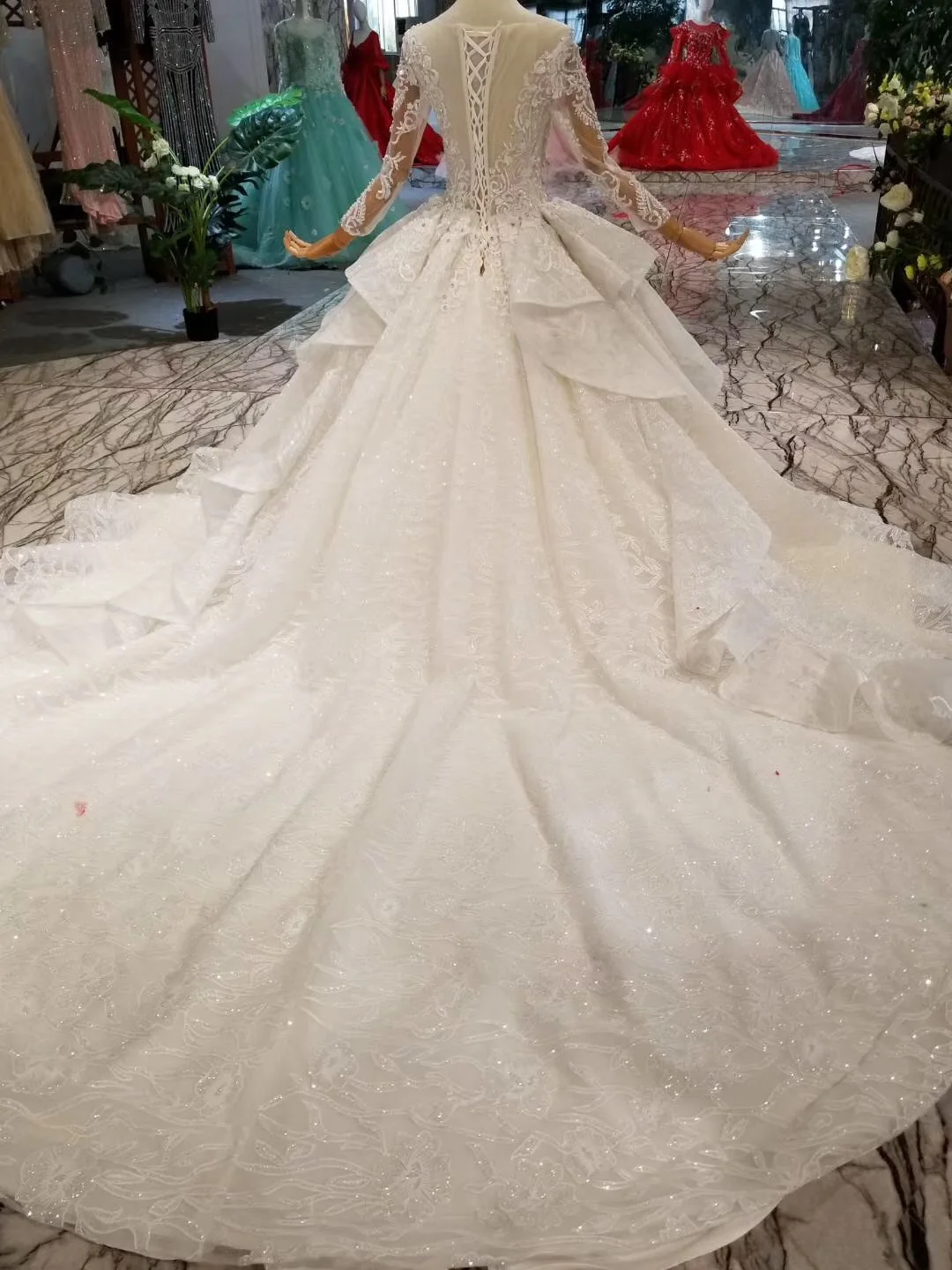 Ryanth Robe De Mariee 2019 новое бальное платье с длинным рукавом и круглым вырезом