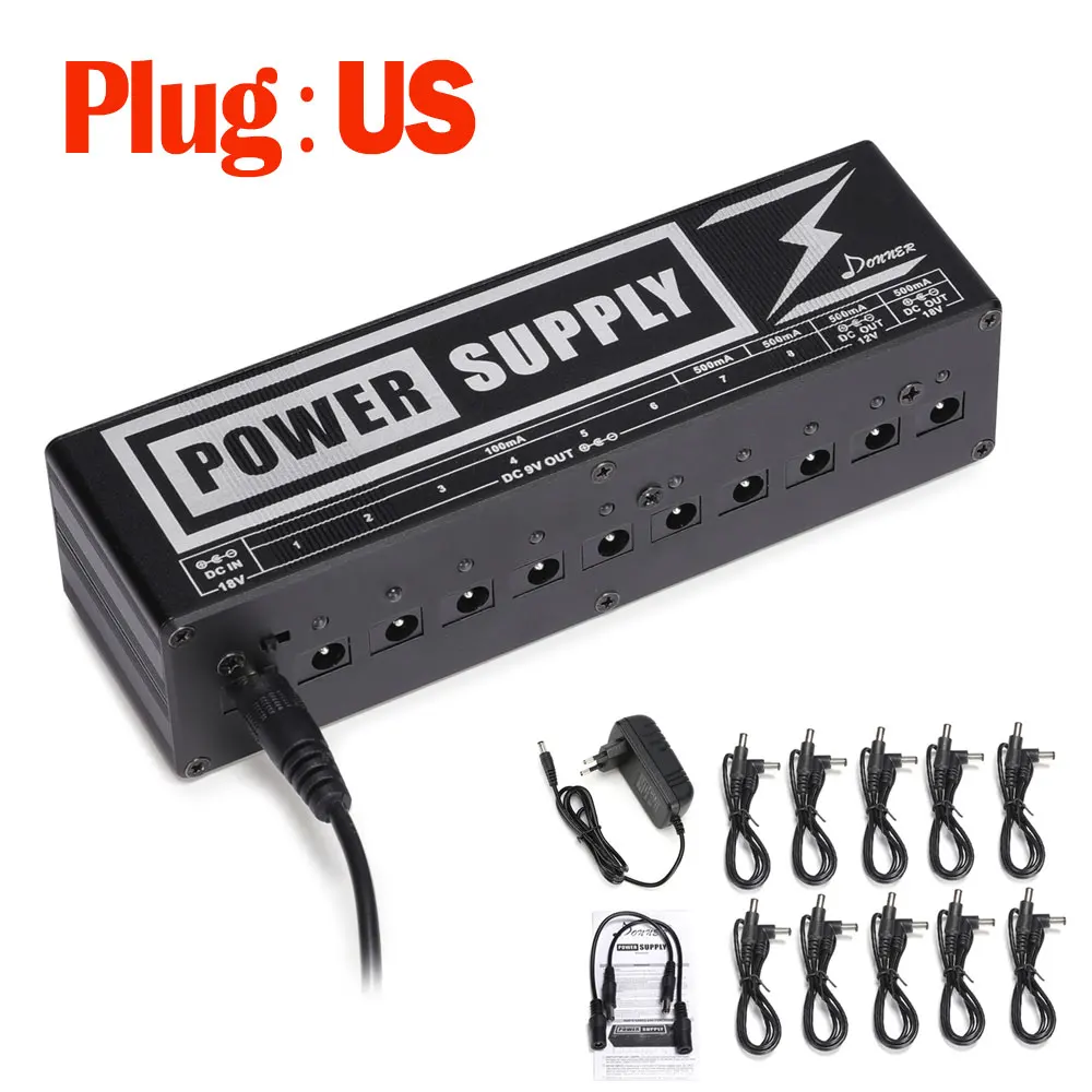 Donner DP-2 гитарный эффект педали доска питание 10 DC изолированные выходы для 9 V/12 V/18 V гитарные аксессуары Защита напряжения - Цвет: US Plug