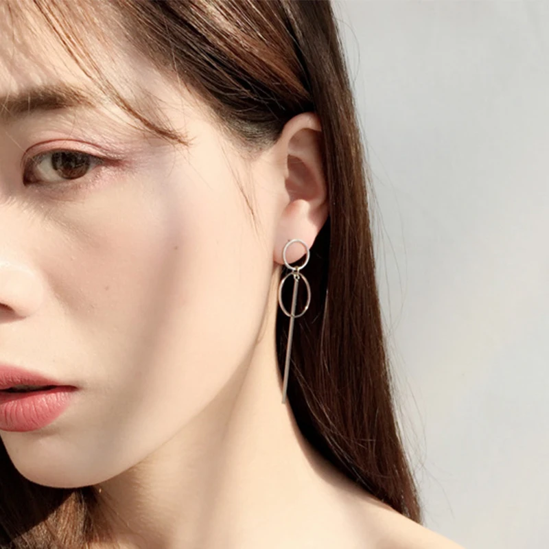 Луна над простые Размеры круг длинные серьги геометрия кулон падение для Для