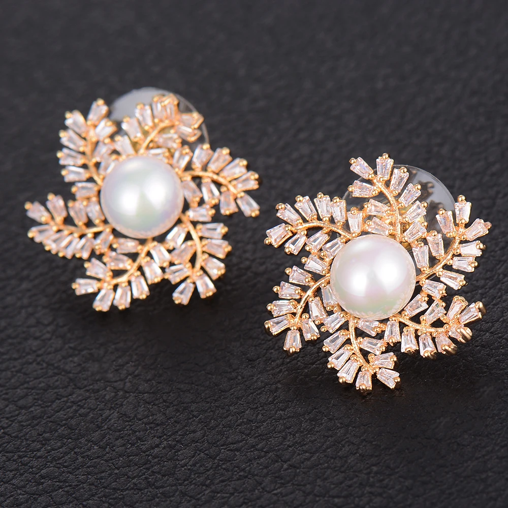 Женские серьги-гвоздики SISCATHY серьги с искусственным жемчугом и микро кубическим