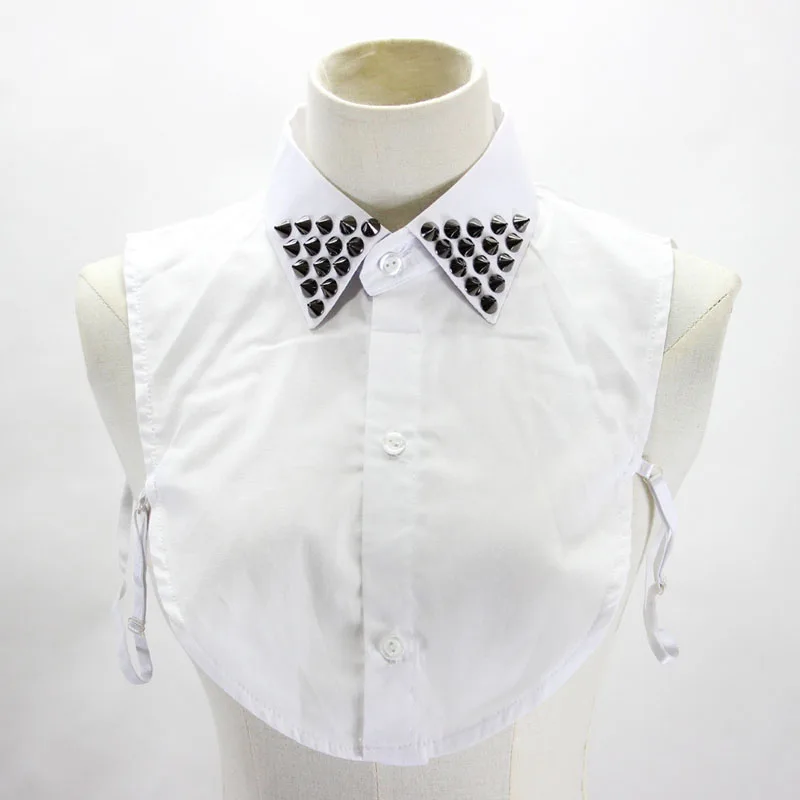 Новинка 2019 джинсовые накладные воротники с заклепками женские белые бусинами