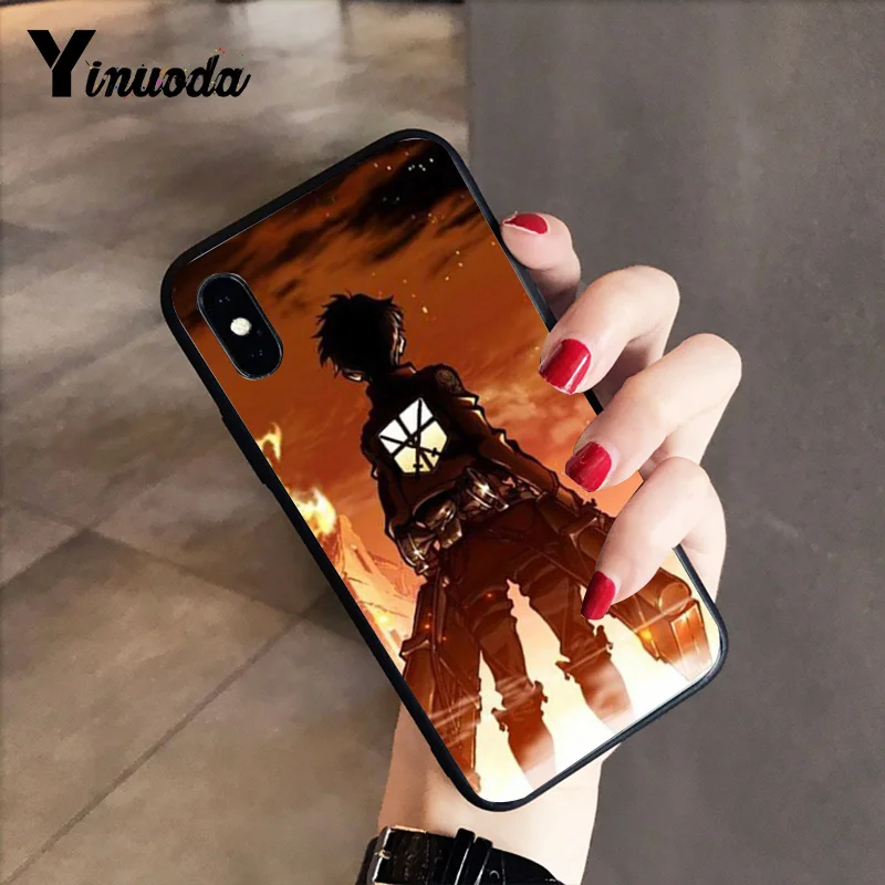 Чехол для телефона с рисунком из аниме японский атака на Титанов черный мягкий