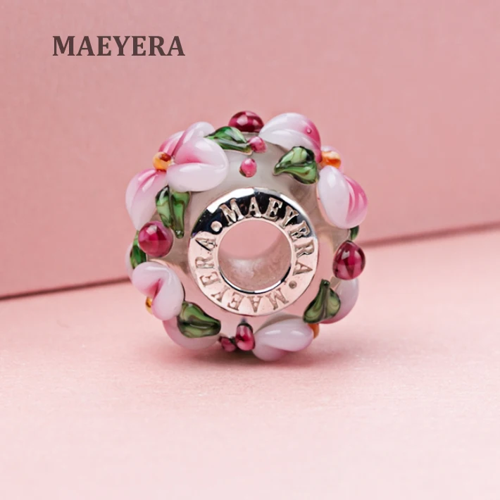MAEYERA Аутентичные 925 Серебряные сердечники персиковые розовые стерео лепестки