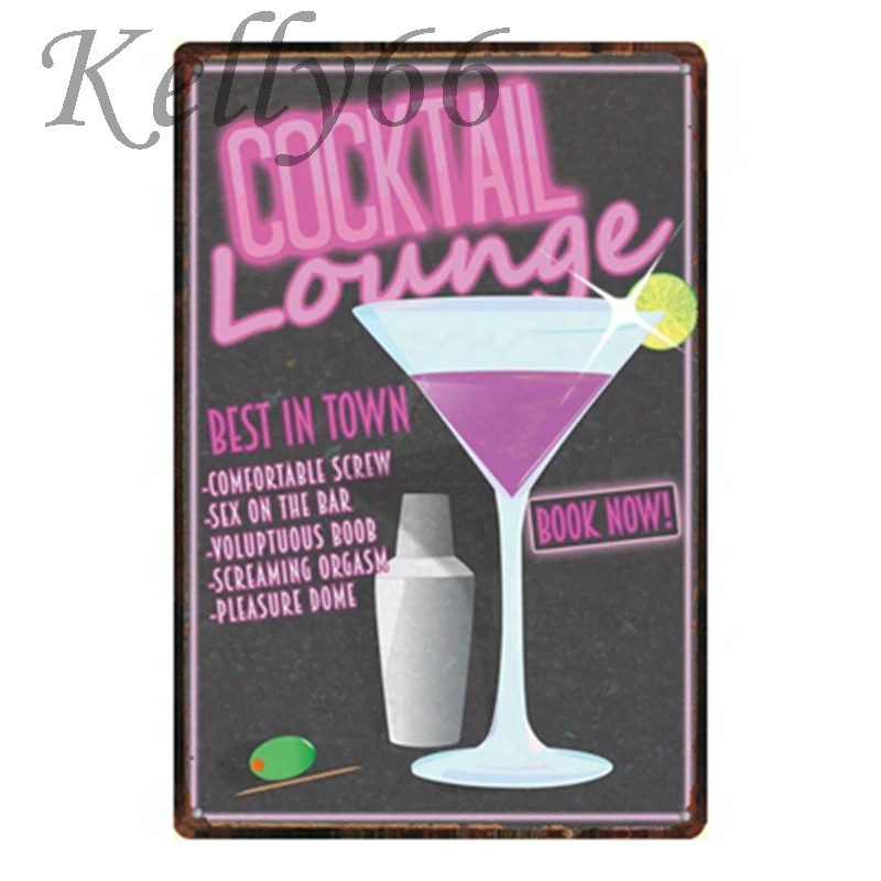 

[ Kelly66 ] Cocktail Beer Vintage Metal Sign Tin Poster Home Decor Bar Wall Art Painting 20*30 CM Size y-1378