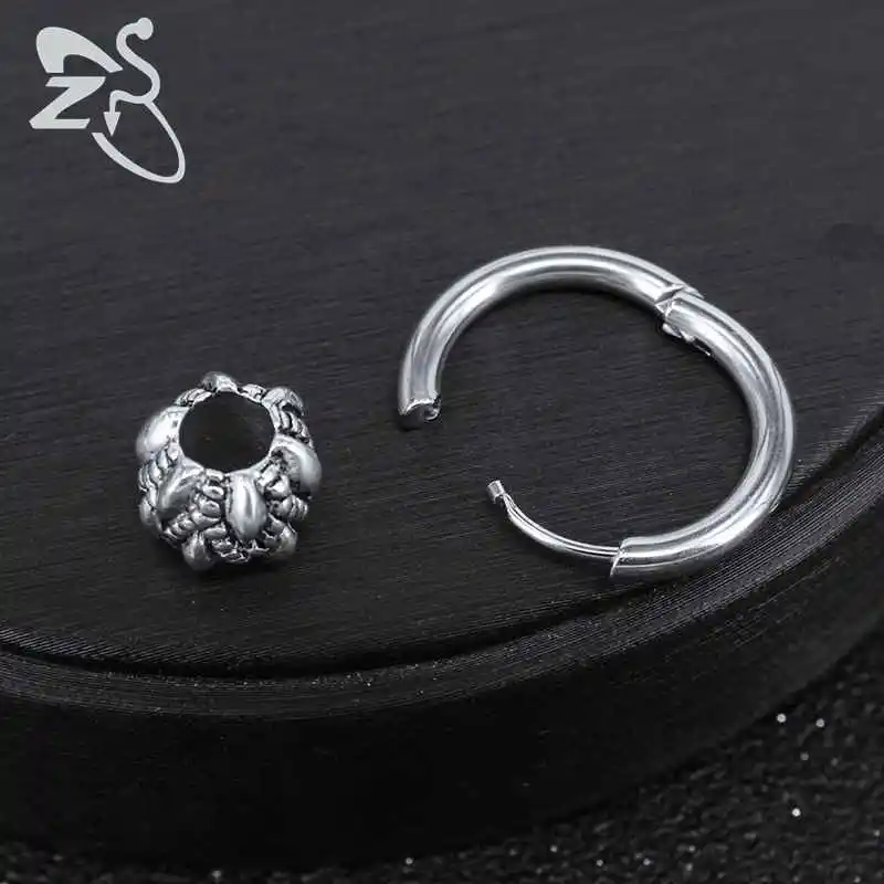 Круглые серьги-кольца ZS маленькие из нержавеющей стали винтажные Серебристые в