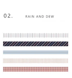 02 rain and dew 5 шт./компл. Kawaii милые сетки полосы Васи клейкие наклейки Скрапбукинг Маскировочная лента школьные принадлежности пули журнал Papeleria sl1852 - Цвет: 02 rain and dew