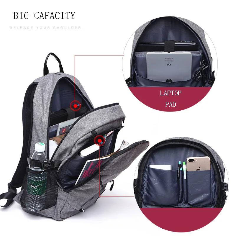 Sport Backpack Men Laptop Backpack School Bag For Teenager Boys Soccer Ball Pack Bag Gym Bags Male With Football Basketball Net