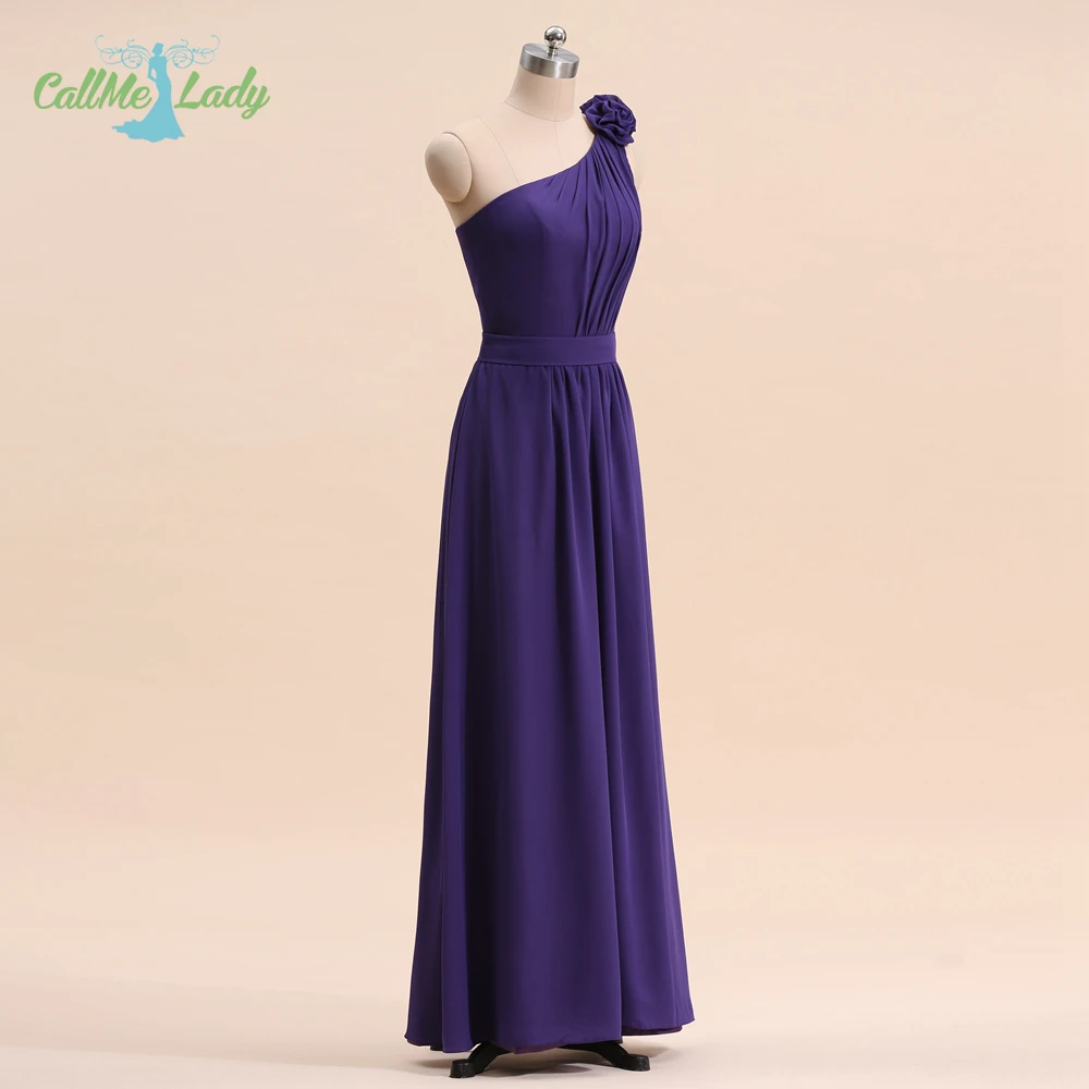 Elegant A-line Bridesmaid dresses for Women 2019 One Shoulder Flowers Long Chiffon Wedding Guest Formal Party Gown | Свадьбы и