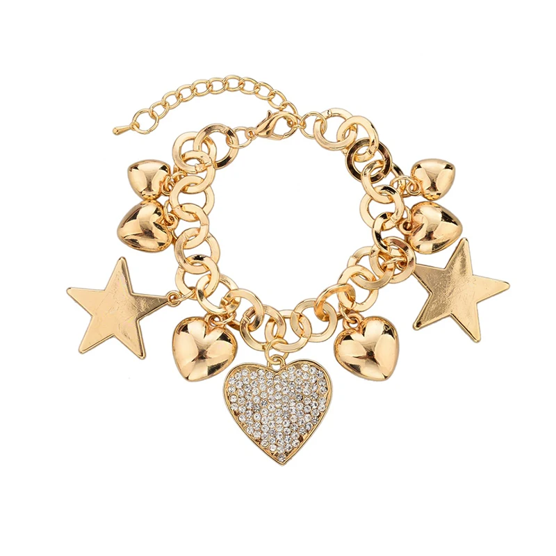 Женский браслет attrattto LOVE золотого цвета с сердечком и шармами SBR140221|bracelets for|heart charm