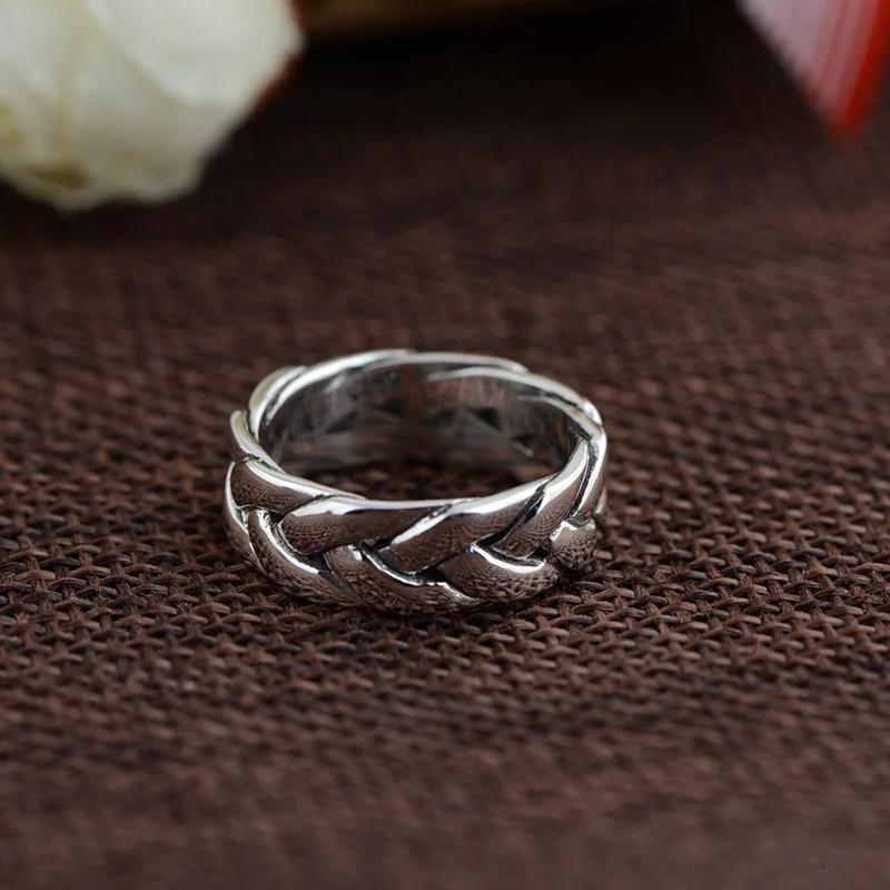 Кольцо FNJ из стерлингового серебра 925 пробы в виде веревки кольца тайского S925 для