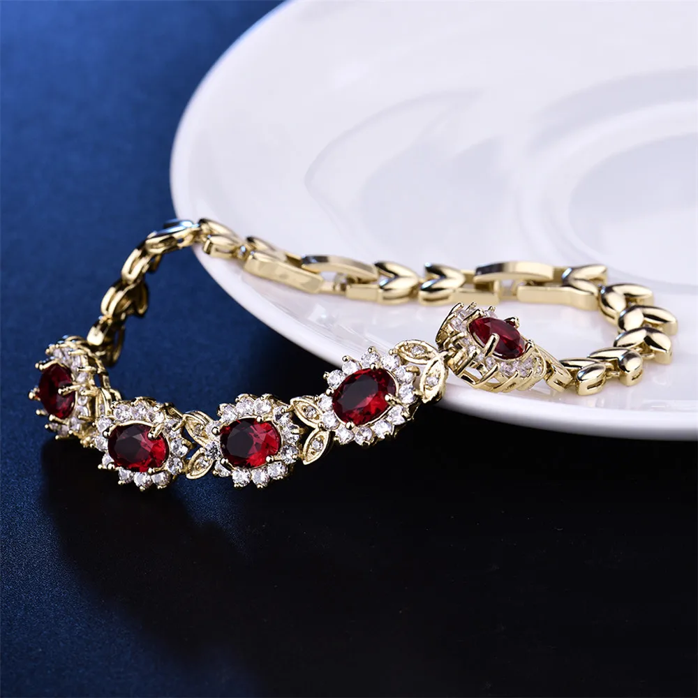 Женский браслет MOLIAM золотой с красным кристаллом и фианитом MLL113|bracelets for|bracelets for