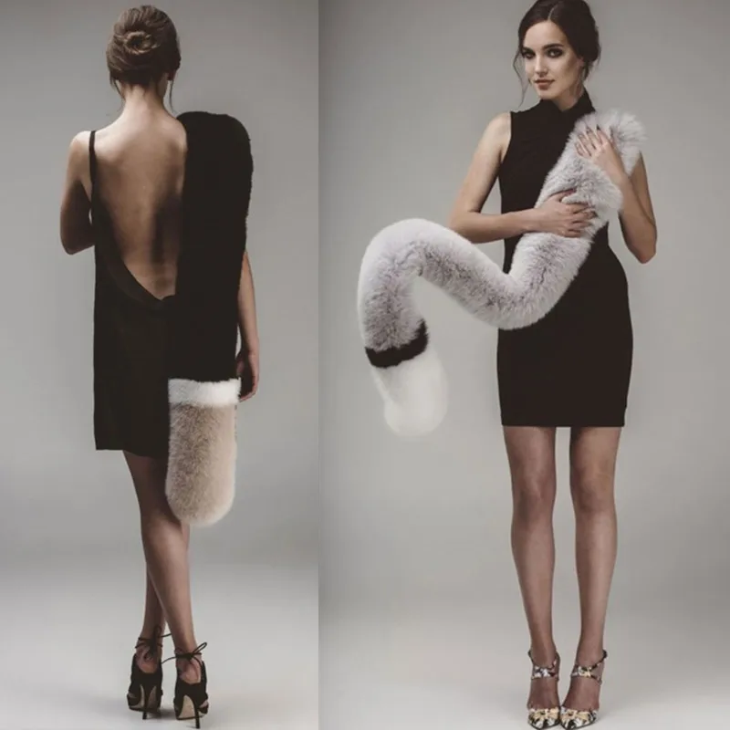 2018 Модный Зимний меховой шарф из лисьего меха Женский утолщенный теплый