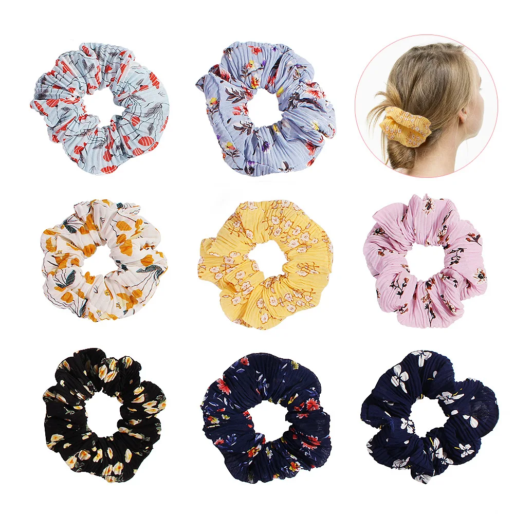 

Vintage Mesh Hair Scrunchies Transparent Crinkle Scrunchie Women Flower Elastic Hair Bands Girl Headwear Floral Rubber Hair Ties