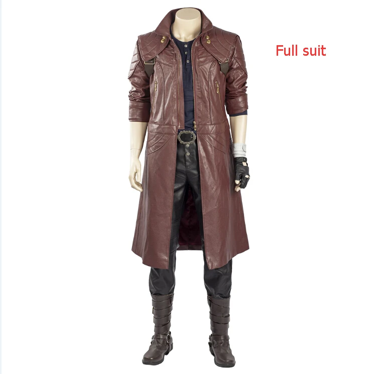 Full Suit None shoes Видео игра DMC 5 Косплей Данте косплей костюм наряд полный костюм пальто для взрослых мужчин женщин Хэллоуин Карнавальный Костюм - Цвет: Full Suit None shoes