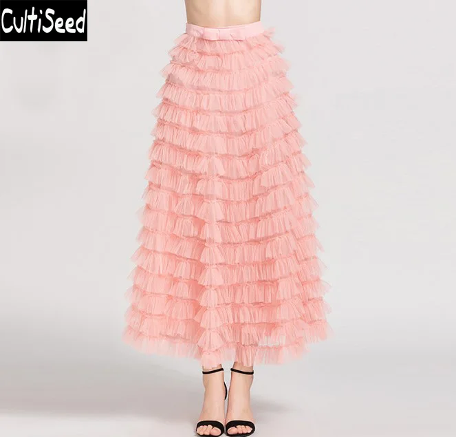 

Женская юбка-пачка Cultiseed, осенняя Однотонная юбка принцессы для вечеринки, милая длинная юбка-пачка для вечеринки