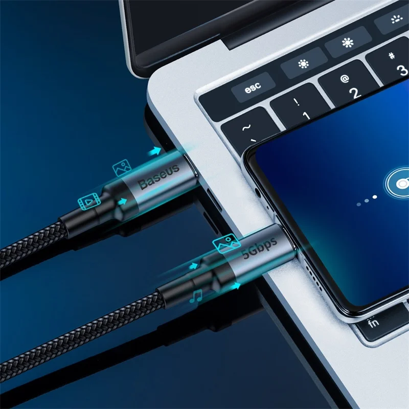 Кабель Baseus usb type C to 5 Гбит/с скорость передачи данных QC3.0 кабель для быстрой