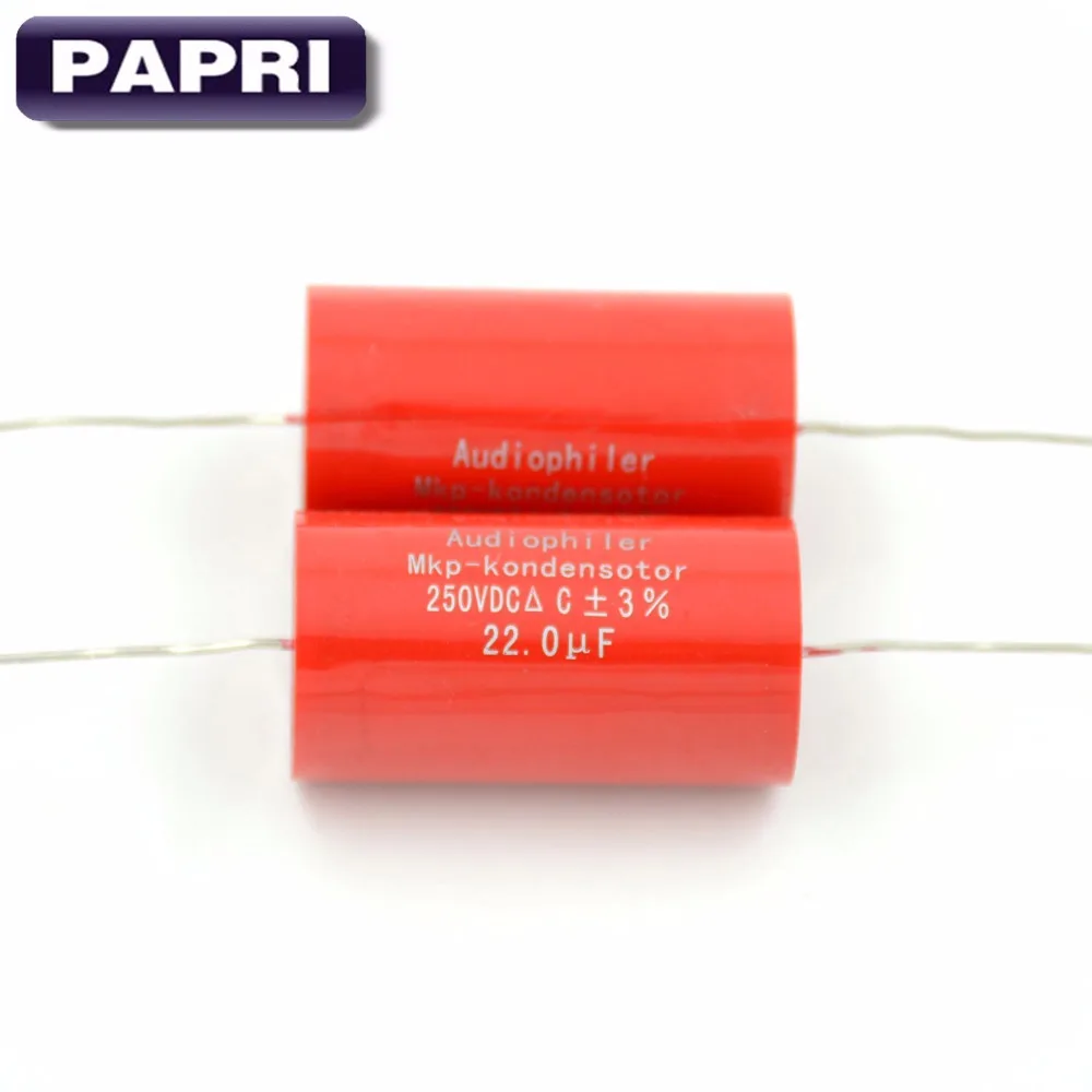 

PAPRI 2PCS 22UF 250VDC Audio Grade Grade Audiophiler Axial MKP Capacitor For Audio HIFI Guitar Amplifier
