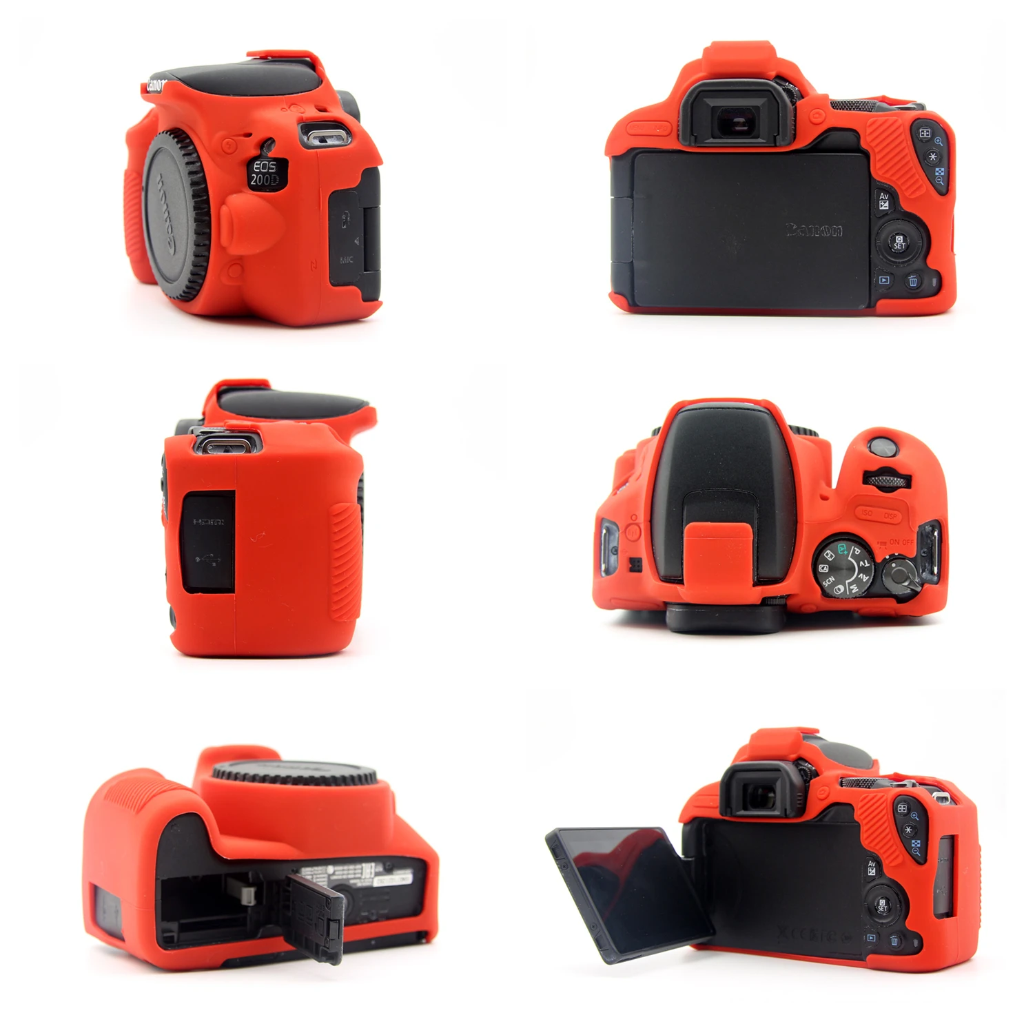 Резиновый мягкий силиконовый чехол Защитный для камеры Canon EOS 200D 250D / II Rebel SL2 SL3 Kiss X9