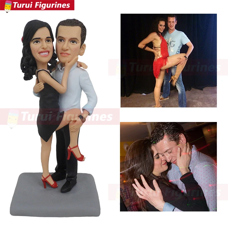 Полимерная глина bobblehead 2 человека полностью сделанные на заказ топперы для торта