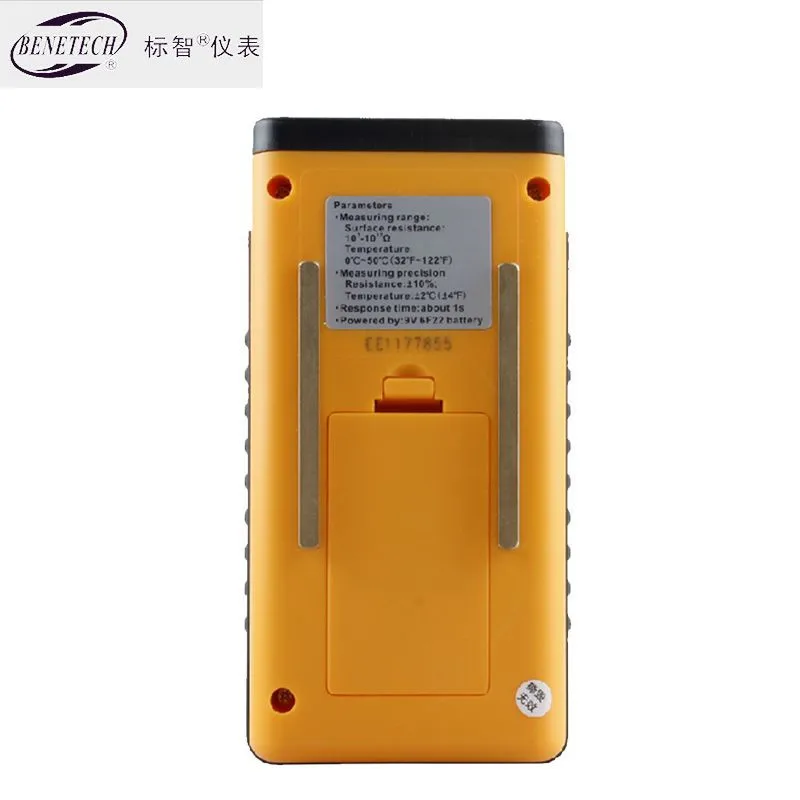 BENETECH GM3110 сопротивление поверхности тестер антистатические ЖК-дисплей тестер цифровой дисплей антистатическое Сопротивление метр измеритель температуры