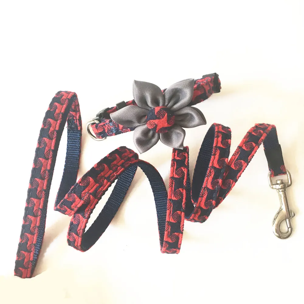 Ошейник для собак поводок щенков Мягкие ошейники поводки Набор с цветочным