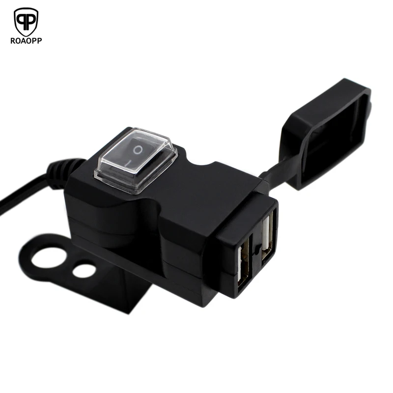 Зарядное устройство на руль мотоцикла с двойным USB портом 12 В водонепроницаемый 1A