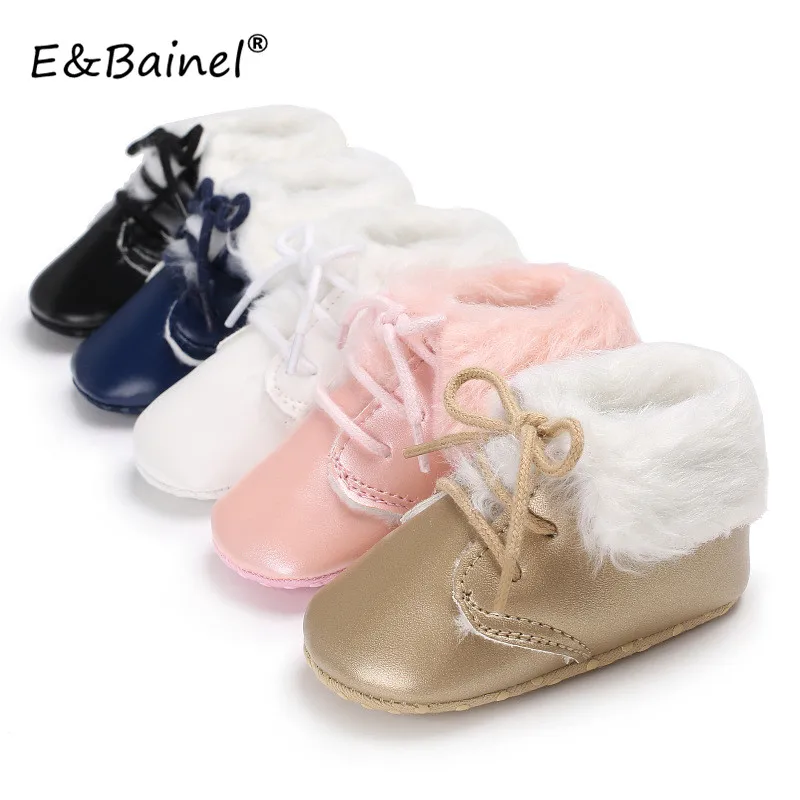 

Winter Warm First Walker Baby Ankle Snow Boots Infant Soft PU Leather Fleece Baby Shoes Infant Soft Sole Walker