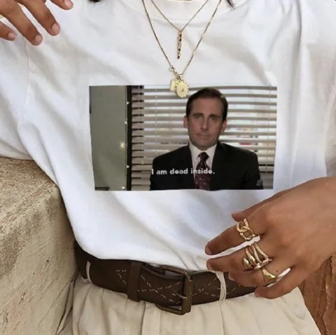 Бренд The Office Майкл Скотт I Am Dead Inside Quotes забавные женские футболки унисекс Tumblr Grunge