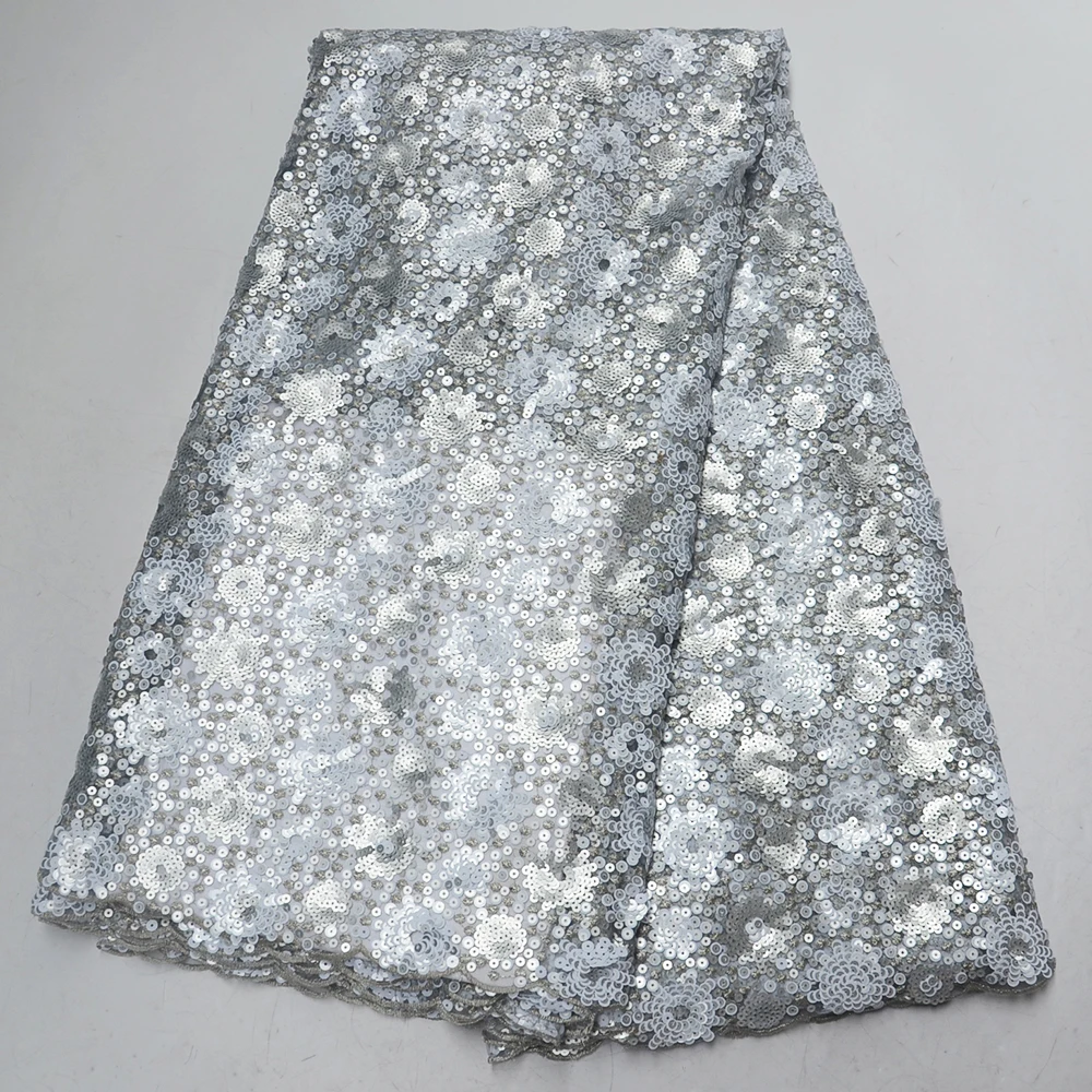 Новая модная африканская французская тюль с блестками кружевная ткань для
