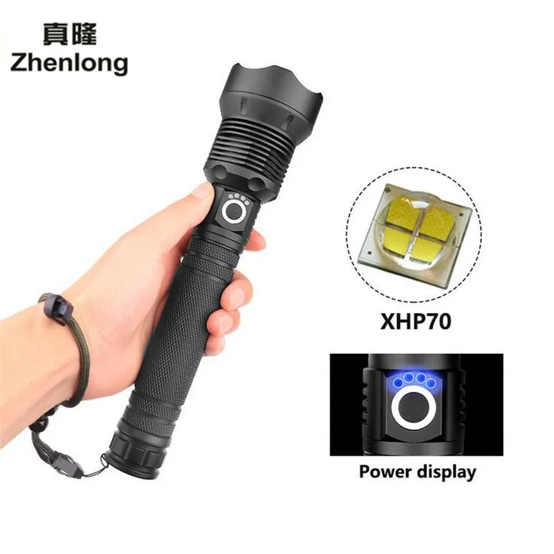 XHP70 40 Вт 50000LM светодиодный фонарик Лампе Torche USB Перезаряжаемый фонарик Zoomable Linterna тактический фонарик для защиты кемпинга