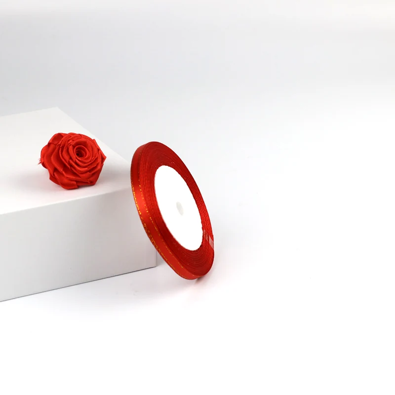 Ткань для шитья сделай сам 25 ярдов 6 мм лента с золотым краем атласная украшение