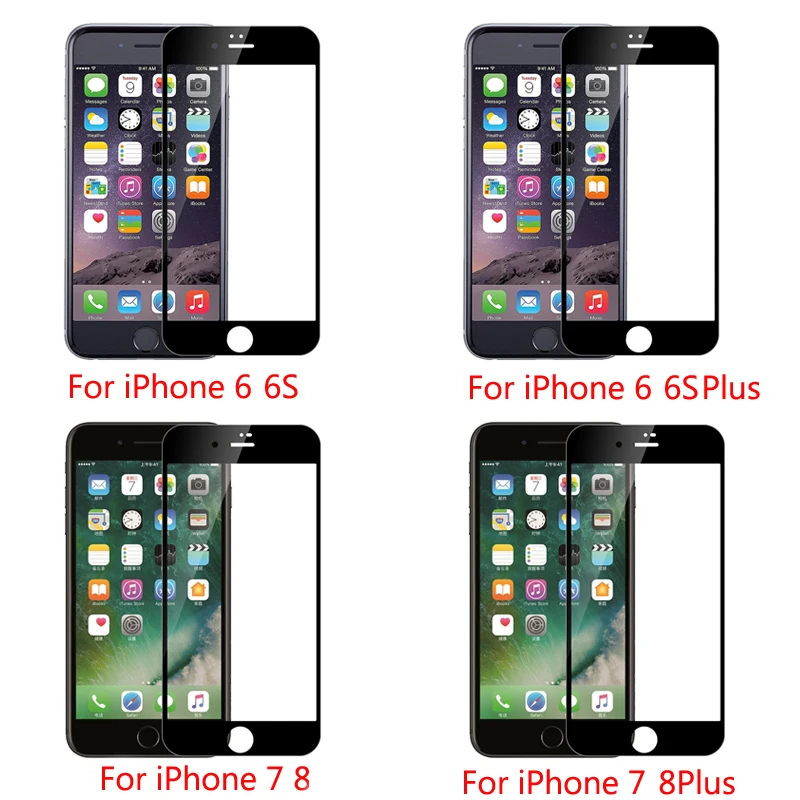 Закаленное стекло 9D для iPhone XSMax X 7 8 6 6S Plus защитная пленка 9H XS Max XR | Мобильные