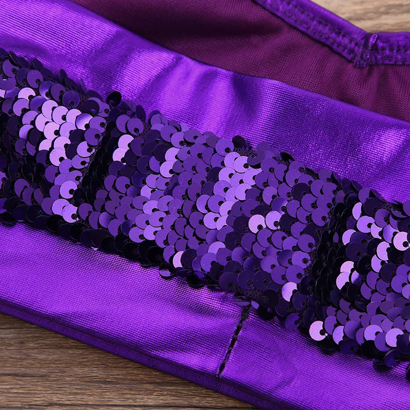 Kids Girls Halter Shiny Sequin Dance Crop Tops for Ballet Gymnastics Stage Performance Workout Gym Sports Tank Top | Тематическая