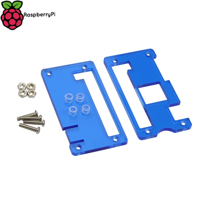 Акриловый чехол Raspberry Pi Zero с радиатором прозрачный черный корпус синяя коробка