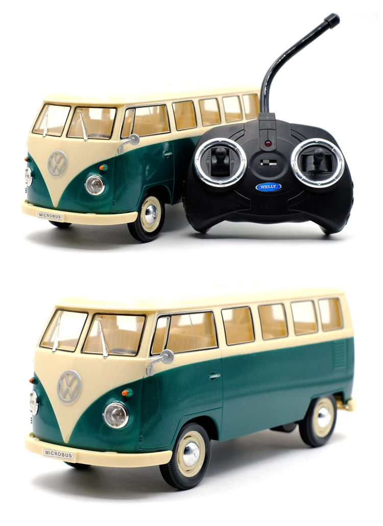 Точная имитация эксклюзивный Diecasts& Toy Vehicles: WELLY игрушки с дистанционным управлением T1 Van Ретро Классический автобус 1:16 Модель автобуса RC автомобили
