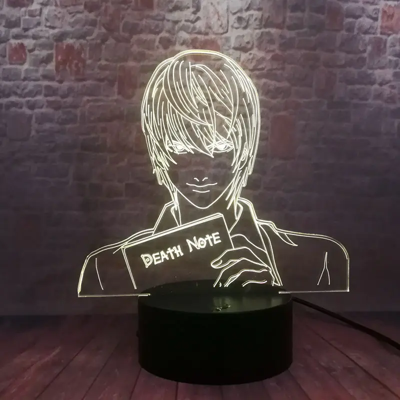 Дэт нот Yagami светильник Аниме Фигурка Модель 3D иллюзия светодиодный светильник 7 цветов меняющийся ночной Светильник Япония Манга модель игрушки