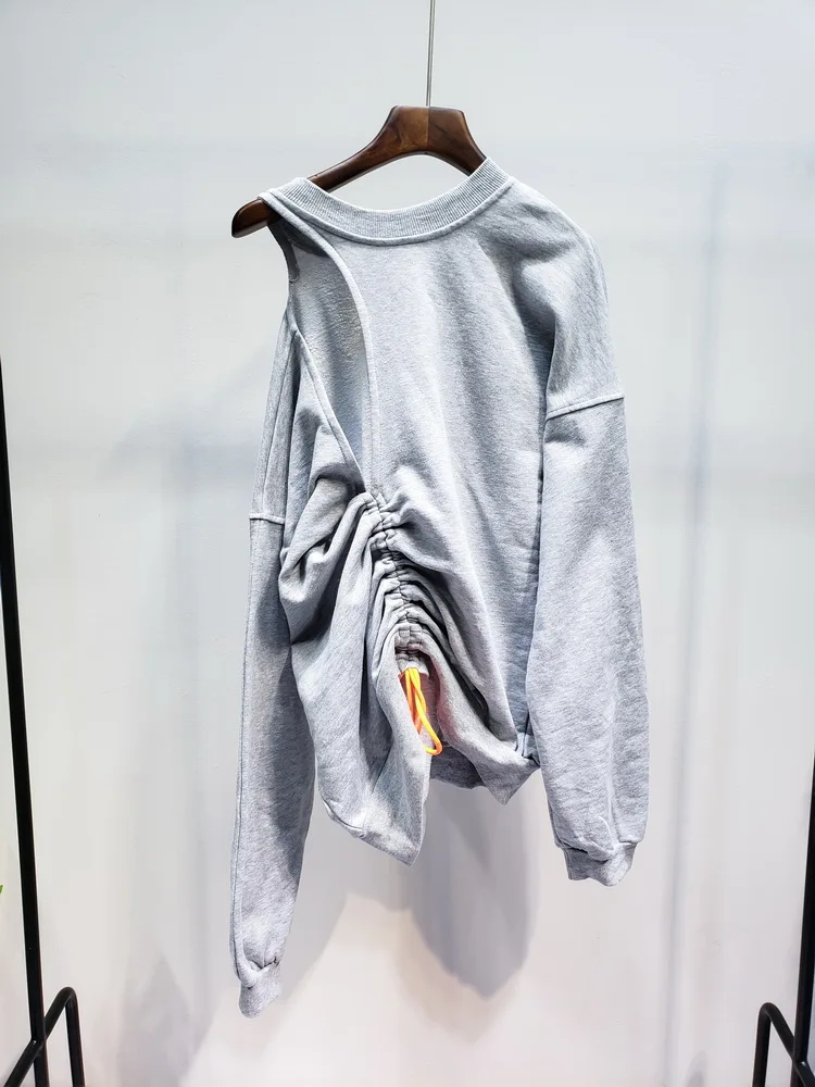 Getвесенняя Женская толстовка с длинным рукавом из хлопка вырезами на шнурке