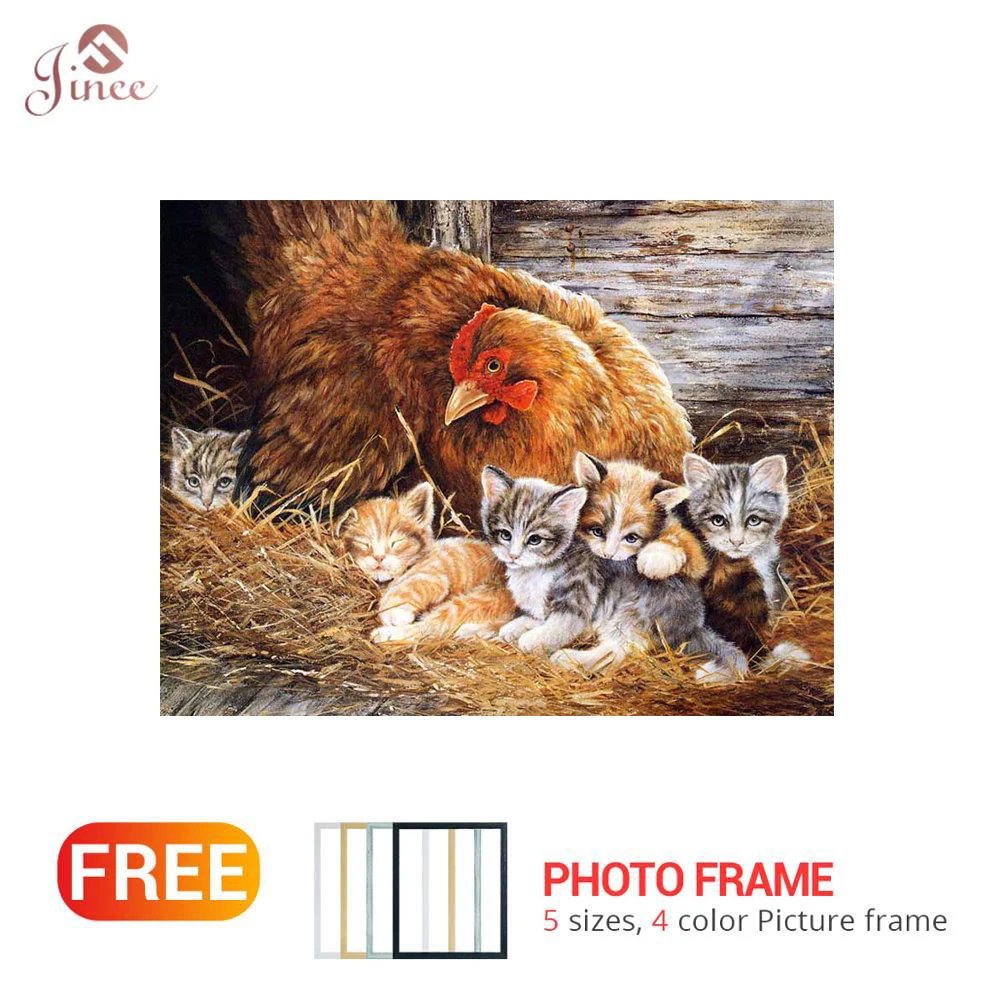 

Diamond Painting Cock Full circular Diamond Embroidery Cat Family DIY 5D Diamond Painting Picture Of Rhinestone Home Decor