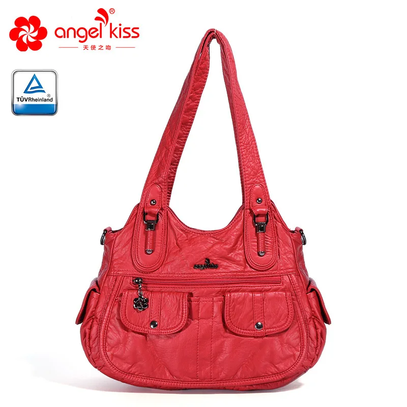 Red Angelkiss, новинка,, повседневные вместительные Сумки из искусственной кожи, модные кожаные женские сумки-тоут, сумки через плечо, сумки-мессенджеры - Цвет: Red