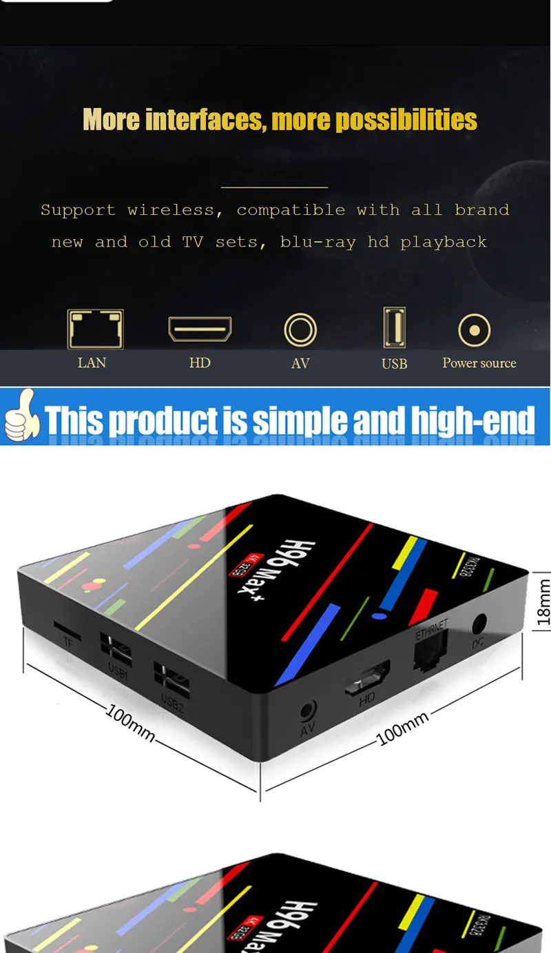 H96 max plus RK3328 четырехъядерный процессор 4 ГБ DDR3 64 Гб rom android 8,1 smart tv box Поддержка 4K HD 2,4G/5G WiFi USB3.0 BT4.0 приставка