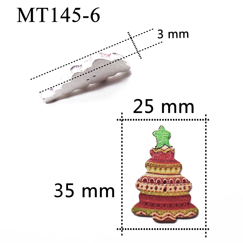 MT145-6 ZIEENE 10 шт-100 шт Смешанные 10 цветов картина елки деревянные пуговицы Рукоделие Шитье Скрапбукинг для детей ручной работы 35x25 мм - Цвет: MT145-6