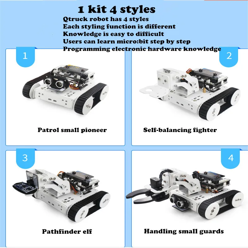 DIY micro: набор интеллектуальных роботов для автомобиля Qtruck/pyton обучающий микробит программируемый робот для мобильного телефона приложение для управления алюминиевым al