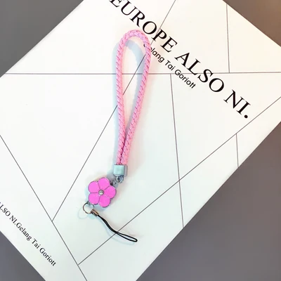 pink Ремешки для мобильного телефона, веревка, цветок клевера, короткая Ручная Веревка, Универсальный мягкий шнурок для ключей, шейный шнурок, повязка на шею, антистресс - Цвет: pink